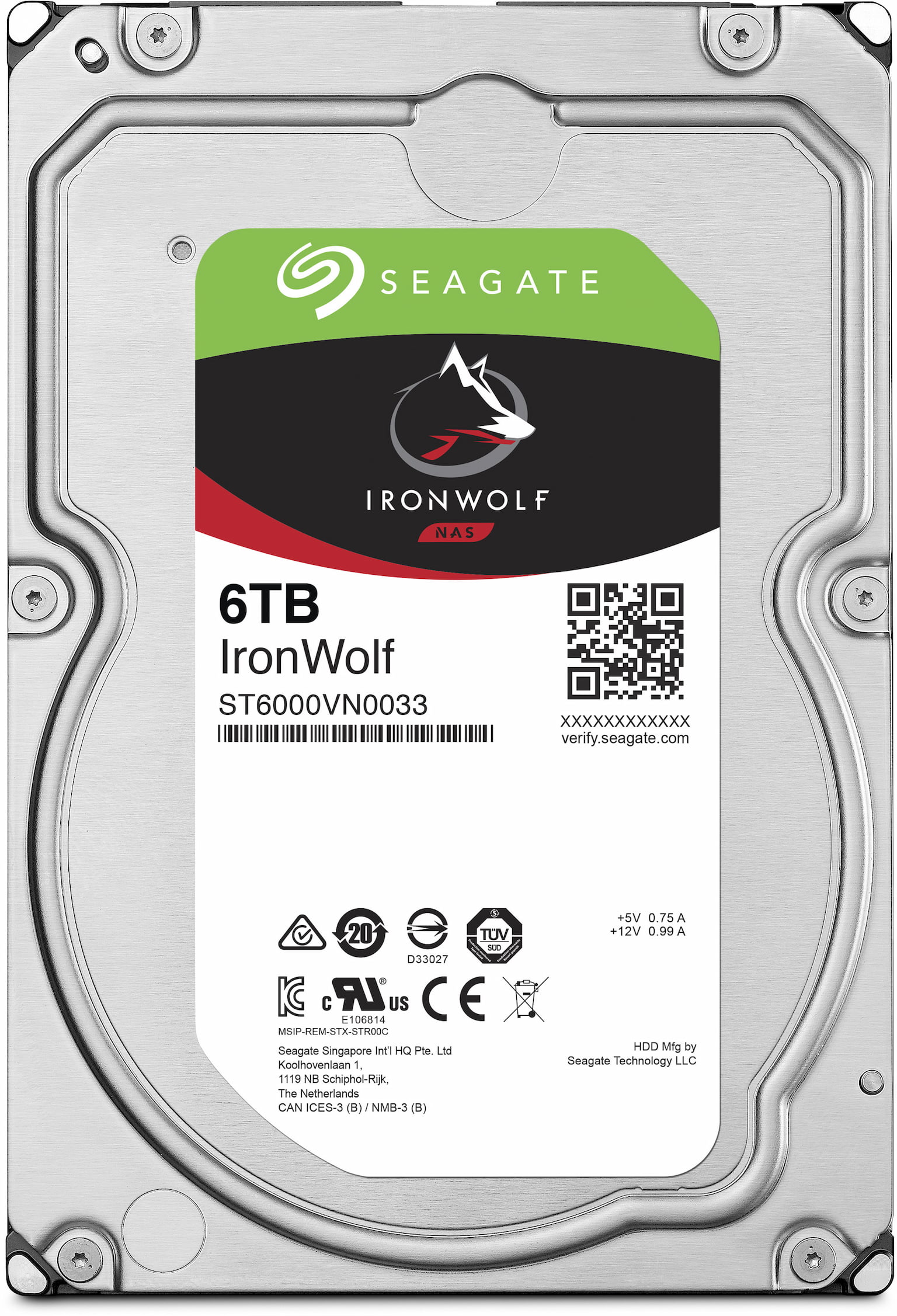 Жесткий диск Seagate Original SATA-III 6Tb ST6000VN0033 Ironwolf(7200rpm) 256Mb 3.5"