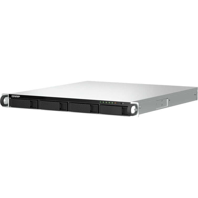 Сетевое хранилище SMB QNAP TS-464U-8G NAS 4 HDD trays, rackmount 1U, 1 PSU. 4-core Intel Celeron N5105/N5095 2.0-2.9 GHz, 8 Gb RAM MAX, 2x2.5GbE, 2xUSB 3.2 Gen 2 (10Gbps), 2xUSB 2.0, 1xHDMI, PCIe Gen 3 x2, W/o rail kit RAIL-B02