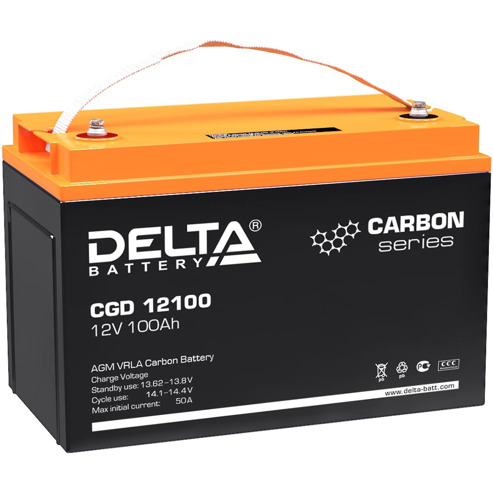 Аккумуляторная батарея Delta CGD 12100 напряжение 12В, емкость 100Ач (330х173х212мм)