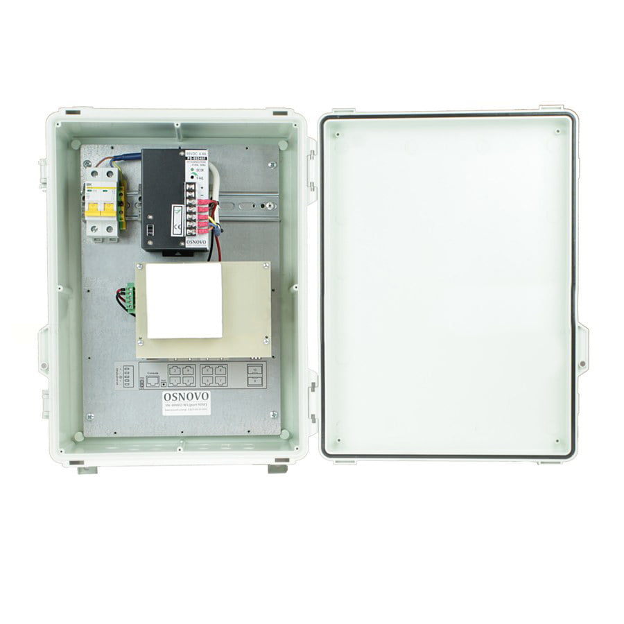 Уличный управляемый (L2+) PoE коммутатор на 10 портов OSNOVO SW-80802-WL(port 90W) Порты: 8 x GE (10/100/1000Base-T) с PoE (до 90W) + 2 x GE SFP (1000Base-X). Соответствует стандартам PoE IEEE 802.3a