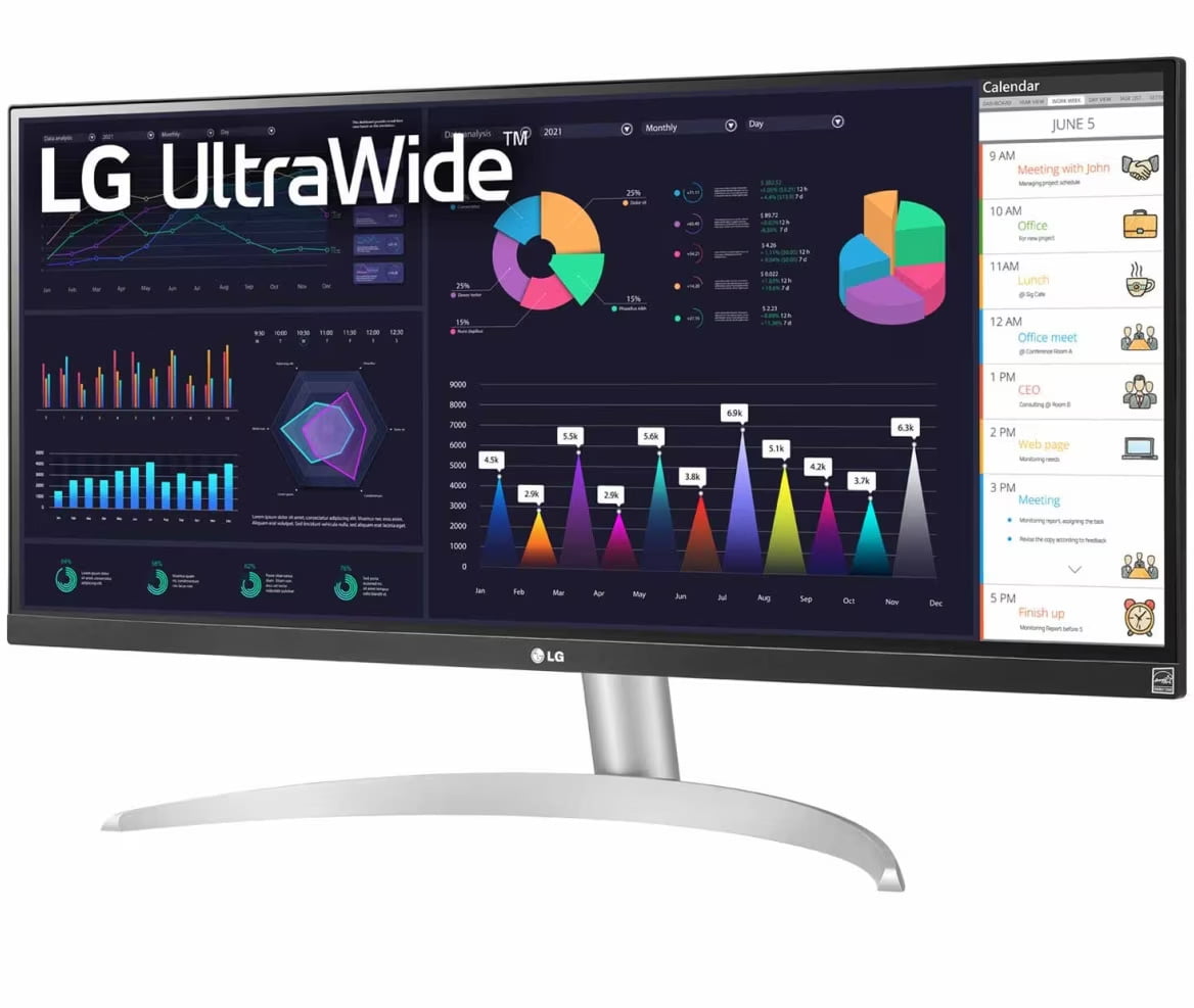 Монитор 29" LG UltraWide 29WQ600-W IPS 2560x1080, 100 Гц, 5 мс, 21:9, 250 кд/м2, 1xHDMI, 1xDP, 1xUSB-C, серебристый