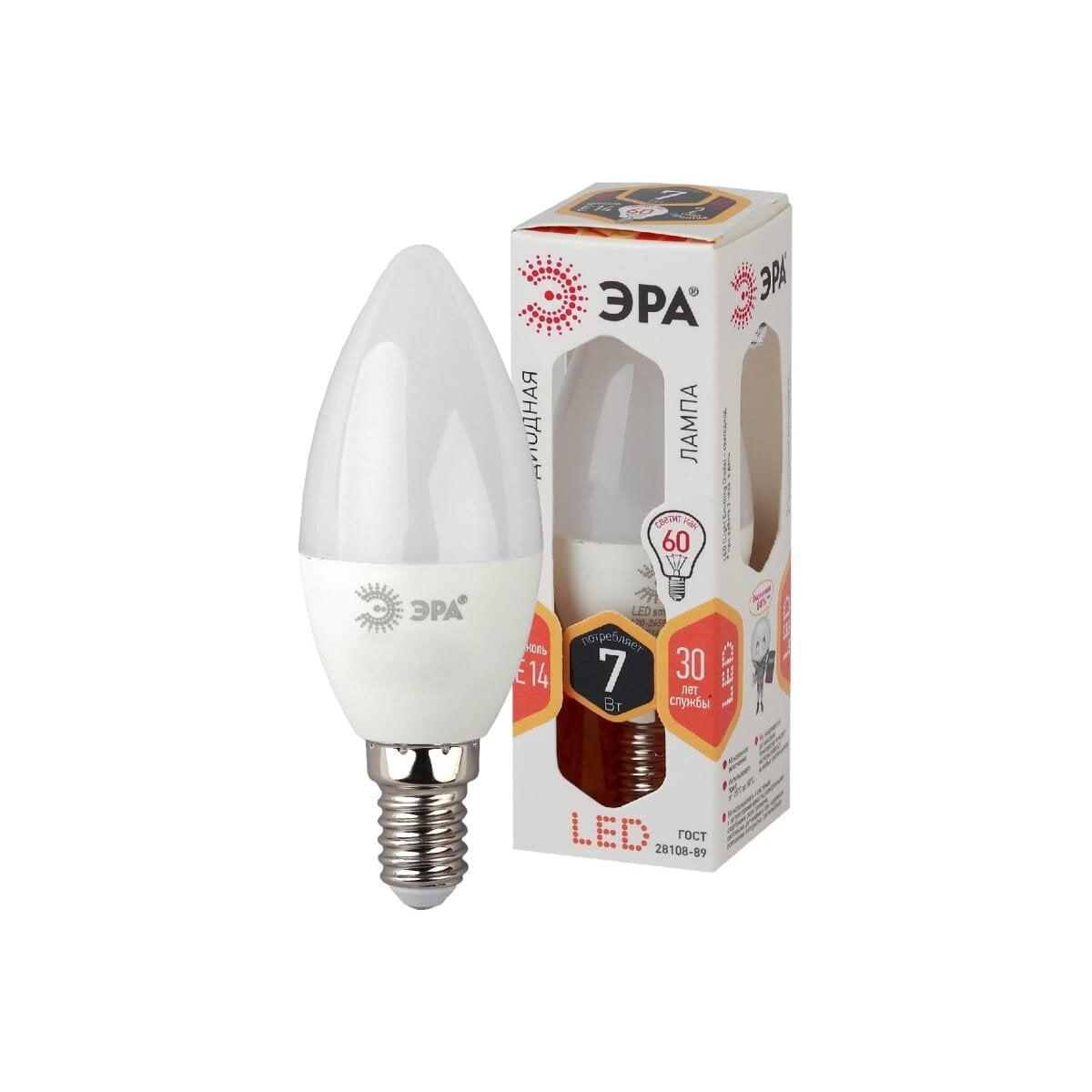 Лампа cветодиодная ЭРА LED smd B35-7w-827-E14..