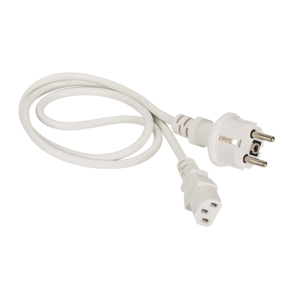 Шнур питания Lanmaster C13-Schuko прямая, 3х0.75, 220В, 10А, белый, 2 метра