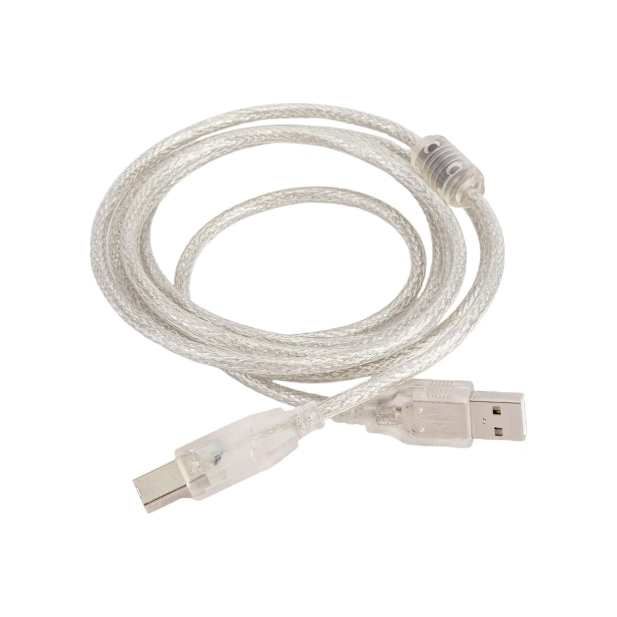 Кабель Cablexpert USB2.0 Pro, AM/BM, 2м, экран, 2 феррит.кольца, прозрачный (CCF-USB2-AMBM-TR-2M)
