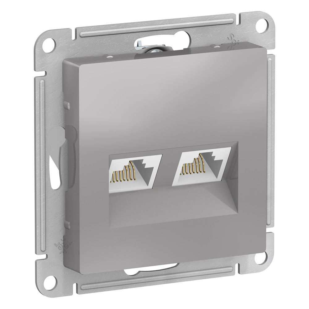 Алюминий Розетка двойная компьютерная RJ45+RJ45, кат.5E, механизм Schneider Electric