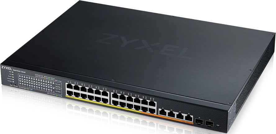 Коммутатор Hybrid Smart L2+ Switch Zyxel NebulaFlex XMG1930-30HP, rack 19", 24xRJ-45: 1/2.5G PoE+ (4 of them PoE++), 4xRJ-45: 1/2.5/5/10G PoE++, 2xSFP+, 700W PoE budget, offline/cloud management