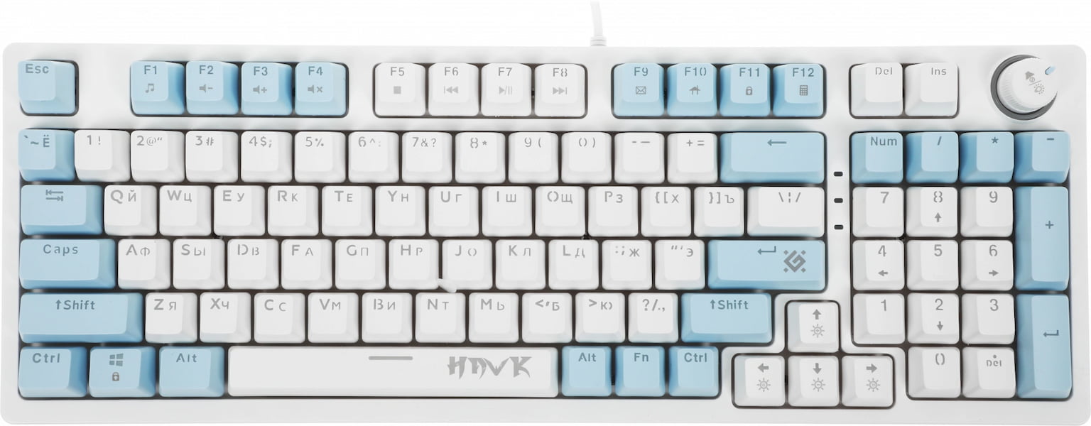 Клавиатура проводная Defender Hawk GK-418, USB, белый/голубой