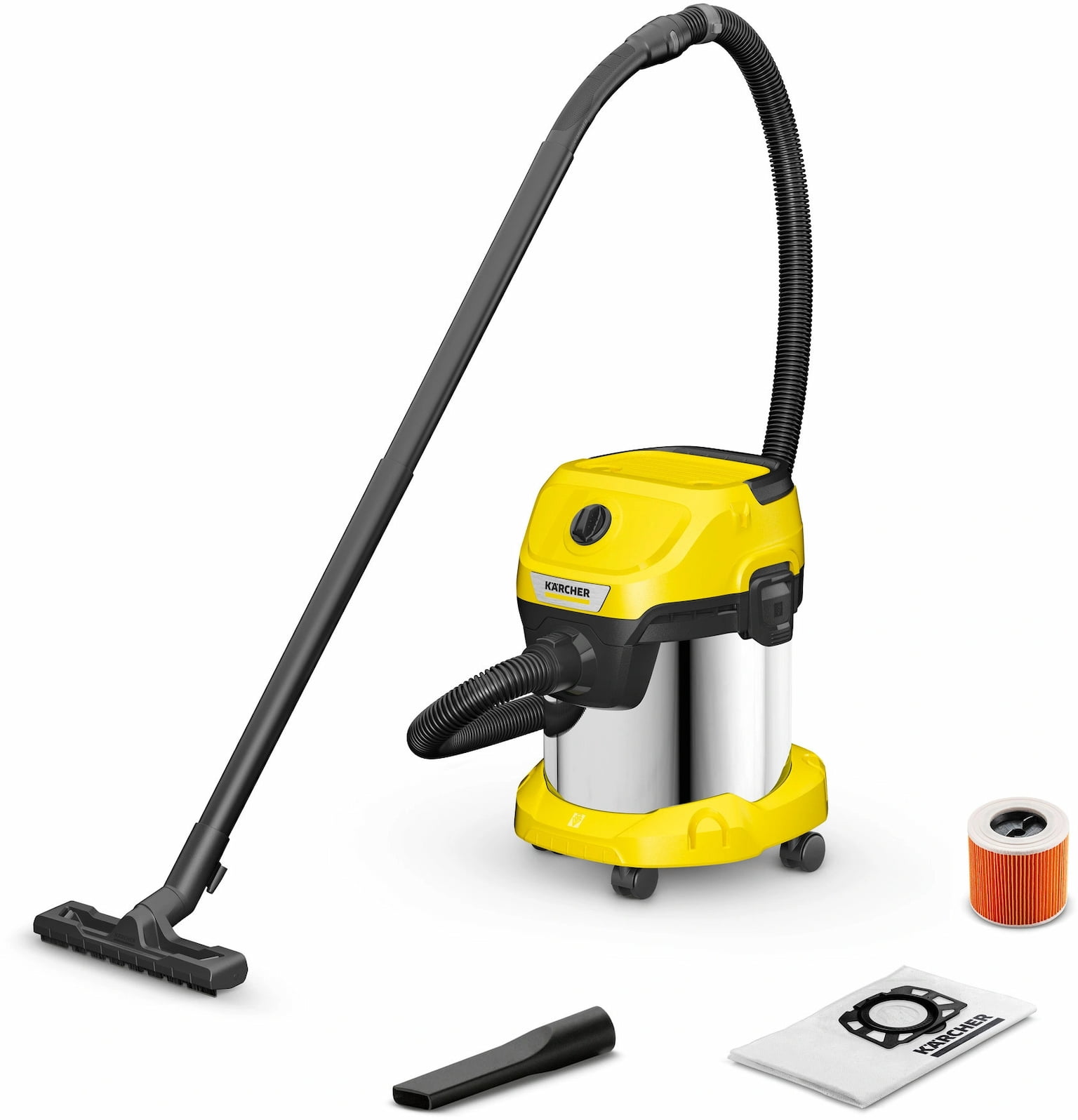 Строительный пылесос Karcher WD 3 S V-15/4/20 1000Вт (уборка: сухая) желтый