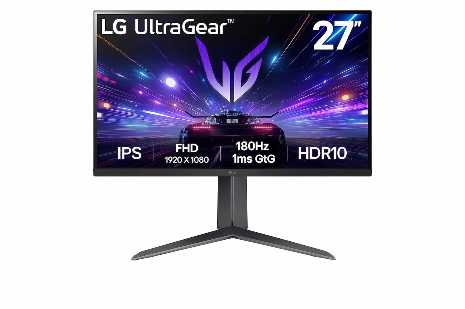 Монитор 27" LG UltraGear 27GS65F-B IPS 1920x1080, 180 Гц, 1 мс, 16:9, HDR10, 300 кд/м², DisplayPort, HDMI 2.0, Flicker Free, Low Blue Light, виртуальный прицел, стабилизатор черного цвета, счетчик кадров, трехсторонний безрамочный дизайн, регулировка по высоте, поворот на 90 градусов, черный