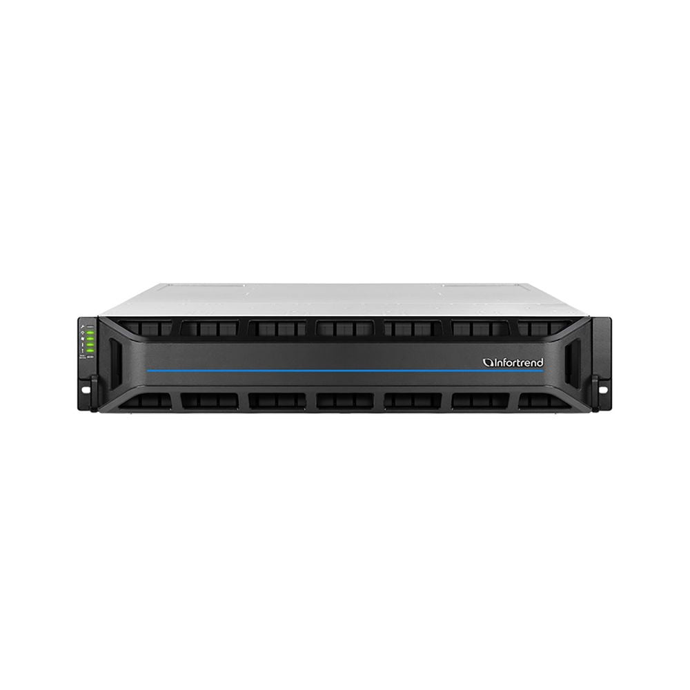 Система хранения данных Infortrend EonStor GS3025R02CBFD-8U32 (25x2.5 SAS/SATA, 2U, Cloud-Integrated Unified Storage, Dual Redundant Controllers (4x4GB Cache, 8x10Gb SFP+ ports, 4 FREE host board slots, 4x12Gb SAS ext ports, 2x SuperCapacitor+Flash+FAN Module, 2x530W), Rackmount Kit)