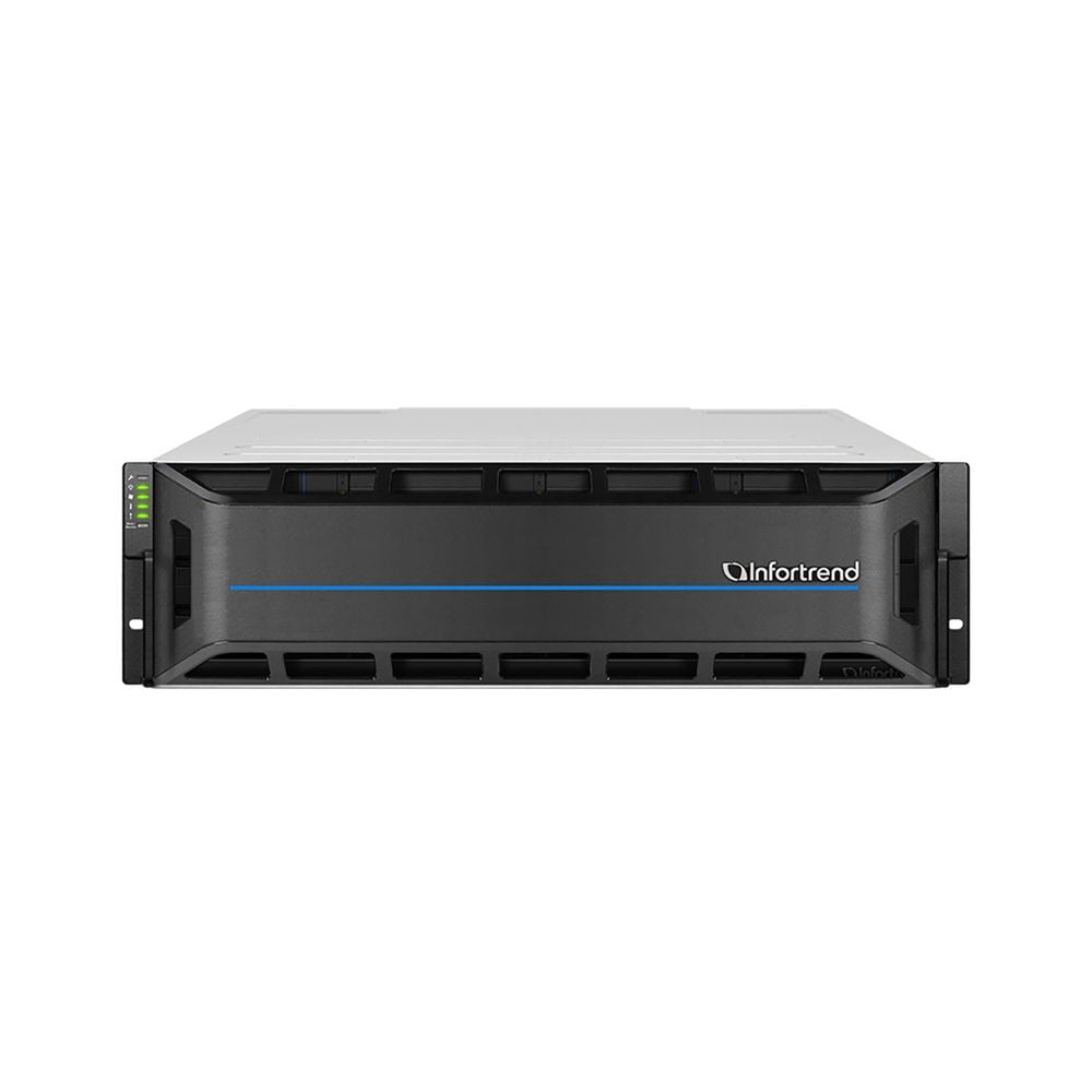 Система хранения данных Infortrend EonStor GS3016R03C0FD-8U32 (16x3.5, 3U, High IOPS, Dual Redundant Controllers (incl: 4x4GB Cache, 4x25Gb SFP28, 4 FREE host board slots, 4x12Gb SAS ext ports, 2x Super capacitor+Flash+FAN module, 2x530W), Rackmount kit)