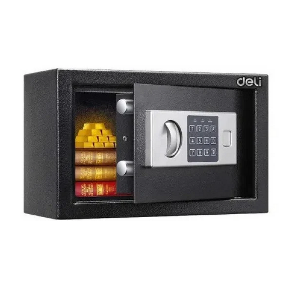 Сейф Deli ET520 310x 200x 200 мм, ключевой, электронный, черный/серебристый