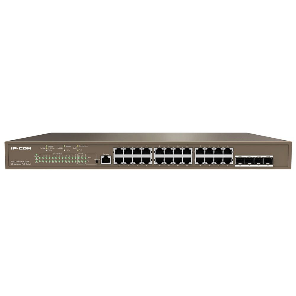 Коммутатор IP-COM G5328P-24-410W, 24×1 Гбит/с PoE + 4×1 Гбит/с SFP, управляемый