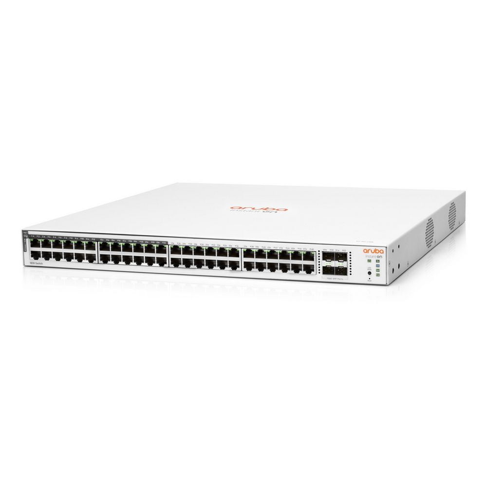 Коммутатор HPE Aruba Instant On 1830 48G 24p Class4 PoE 4SFP 370W, 24×1 Гбит/с PoE+ + 4×1 Гбит/с SFP, настраиваемый