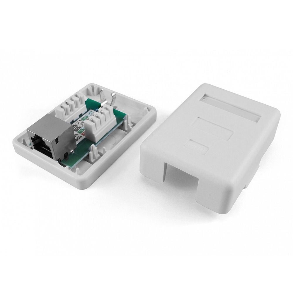 Розетка компьютерная Hyperline SB1-1-8P8C-C5e-SH-WH RJ-45(8P8C), категория 5e, экранированная, одинарная, внешняя, Dual IDC