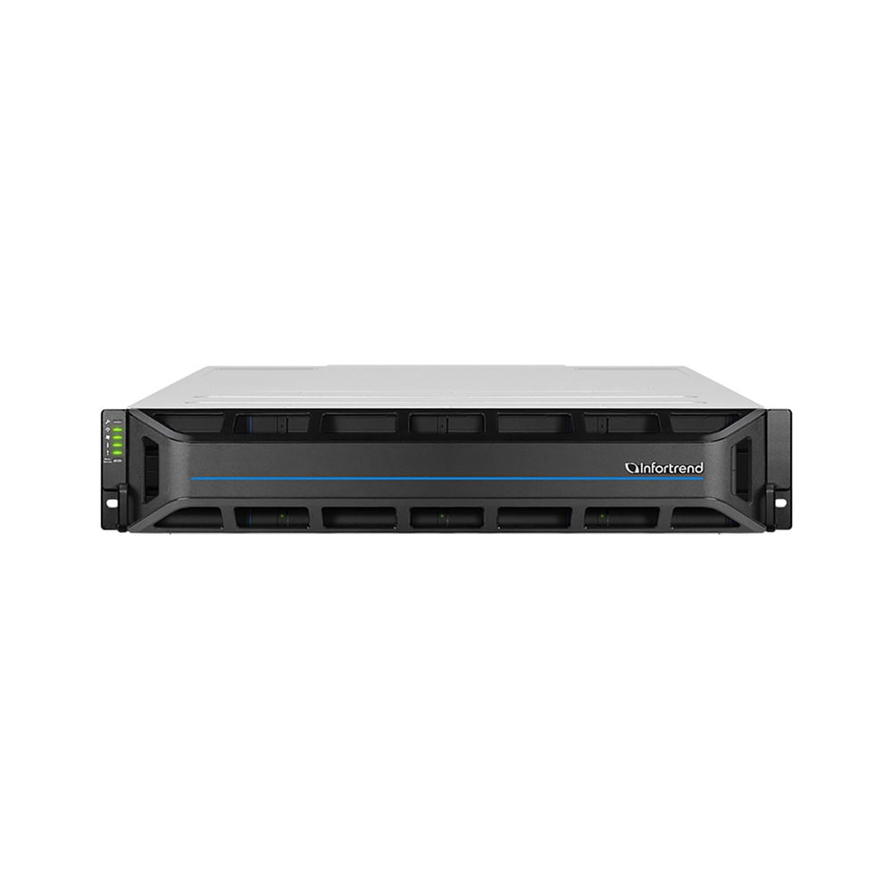 Система хранения данных Infortrend EonStor GS3012R03C0FD-8U32 (12x3.5, 2U, High IOPS, Dual Redundant Controllers (incl: 4x4GB Cache, 4x25Gb SFP28, 4 FREE host board slots, 4x12Gb SAS ext ports, 2x Super capacitor+Flash+FAN module, 2x530W), Rackmount kit)