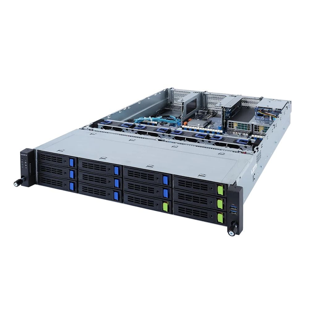 Серверная платформа Gigabyte R282-3CA 2U, 2x LGA4189, 32x DIMM DDR4, 12x 3.5"; SAS/SATA (8x NVME Gen 4), 2x 2.5"; SATA/SAS in rear side, 6x PCIE Gen 4 x16, 1x OCP 3.0 x16, 1x OCP 2.0 x8, AST2600, 2x 1300W