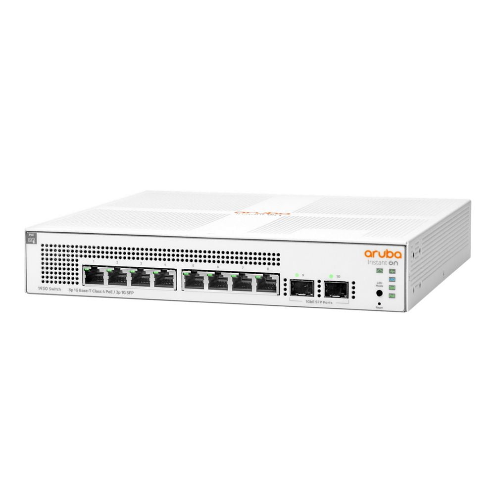 Коммутатор HPE Aruba IOn 1930 8G 2SFP 124W, 8×1 Гбит/с PoE+ + 2×1 Гбит/с SFP, настраиваемый