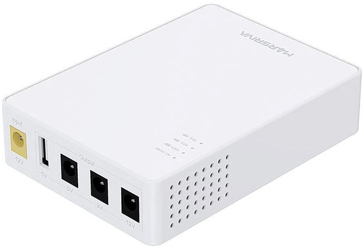 Мини ИБП. Вход DC 12V/4.0A; независимый выход 12V, 9V, 5V DC, с USB 5V/2.1A, 36 Ватт макс., MARSRIVA