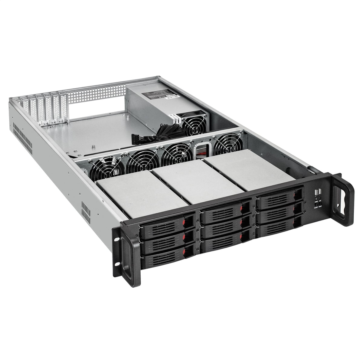 Серверный корпус ExeGate EX292584RUS Pro 2U650-HS09 (RM 19", высота 2U, глубина 650, БП 2U-600ADS, 9xHotSwap, 2*USB)