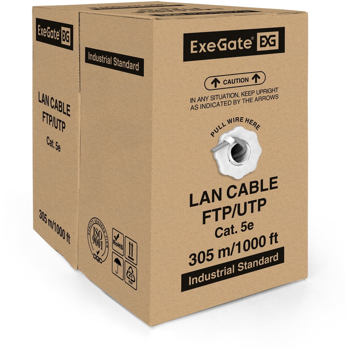 Кабель Exegate FTP 4 пары кат.5e Exegate медь, экран, 305м pullbox, серый
