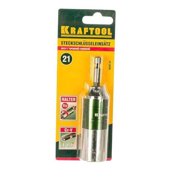 Головка KRAFTOOL EXPERT 26397-21 Cr-V E 1/4'' 21мм