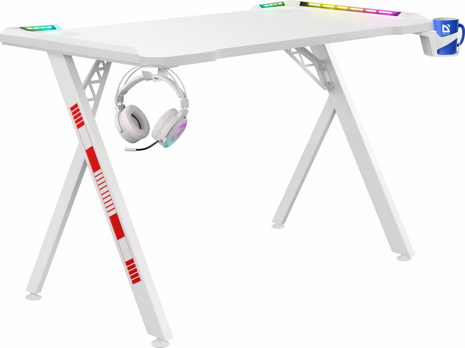 Стол игровой Defender FOTON RGb белый