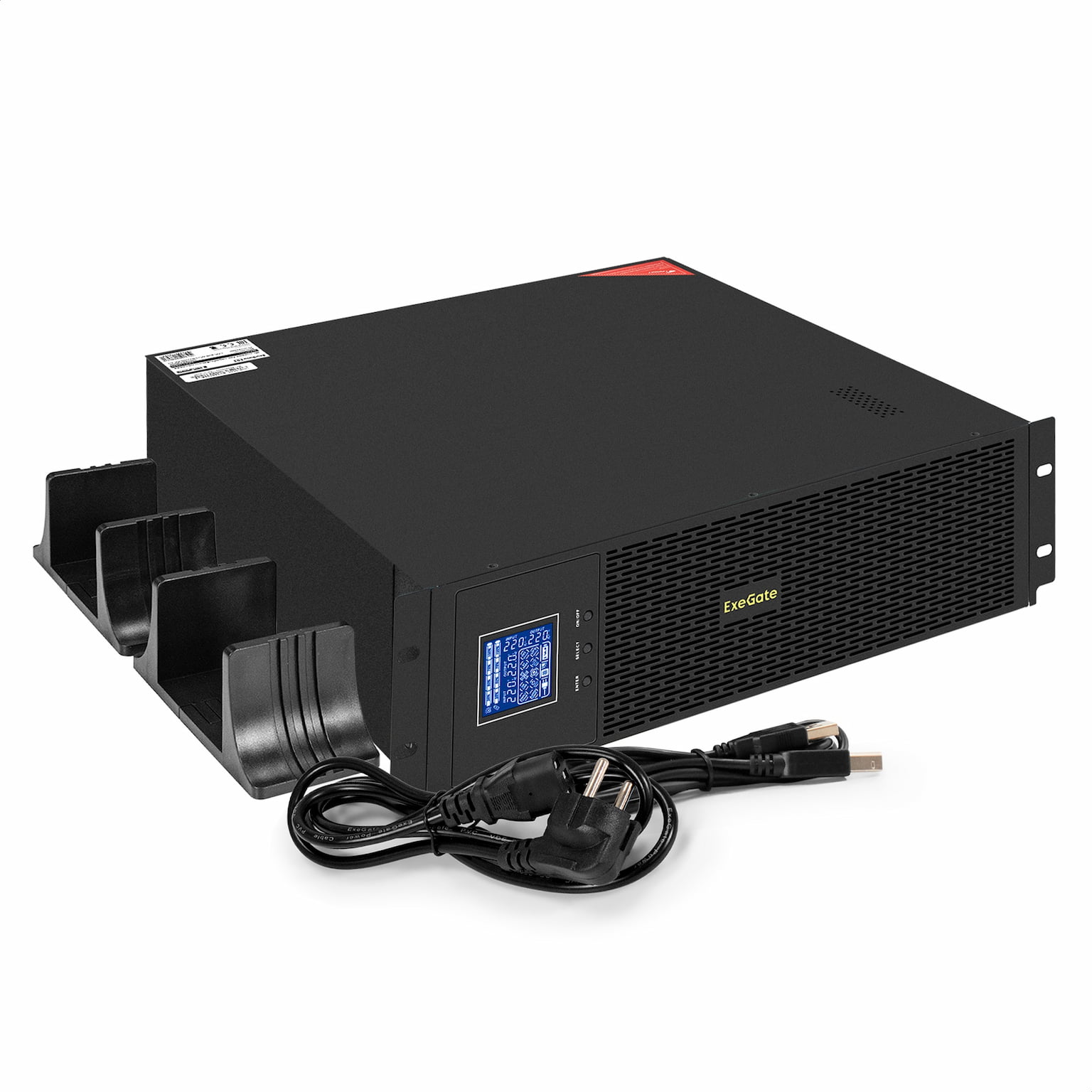 Источник бесперебойного питания Pure Sine Wave ExeGate SinePower UHB-5000.LCD.AVR.6C13.RJ.USB.3U (5000VA/4000W, LCD, AVR, 6*C13, RJ45/11, USB, возможность подключения до десяти внешних батарейных блоков 48В (поставляются отдельно), Rackmount 3U/Tower, металлический корпус, черный)
