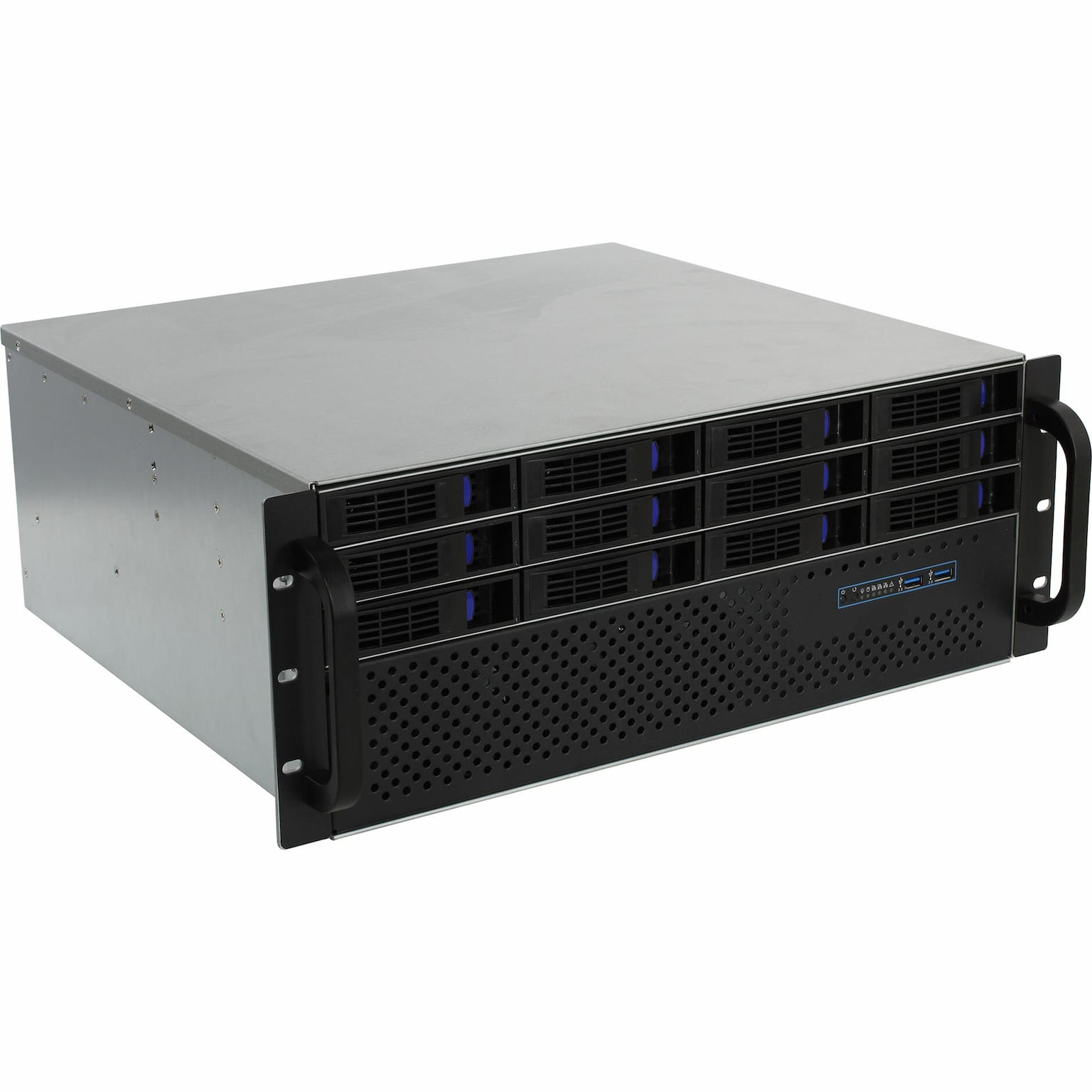 Корпус Procase ES412XS-SATA3-B-0 Корпус 4U Rack server case (12 SATA3/SAS 12Gb hotswap HDD), черный, без блока питания, глубина 400мм, MB 12"x13"