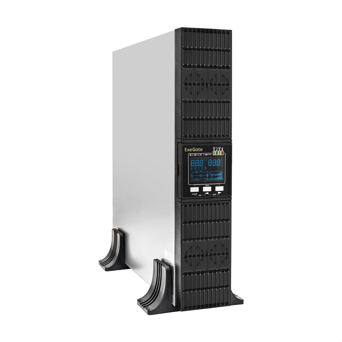 Источник бесперебойного питания On-line ExeGate PowerExpert ULS-2000.LCD.AVR.6C13.USB.RS232.SNMP.BC.2U 2000VA/2000W, On-Line, PF=1, LCD, 6*C13, RS232, USB, SNMP-slot, встроенные батареи 12V 7.2Ah - 6шт, батарейный коннектор, подключение до 4 внешних батарейных блоков 72В, Rackmount 2U/Tower, металлический корпус, черный