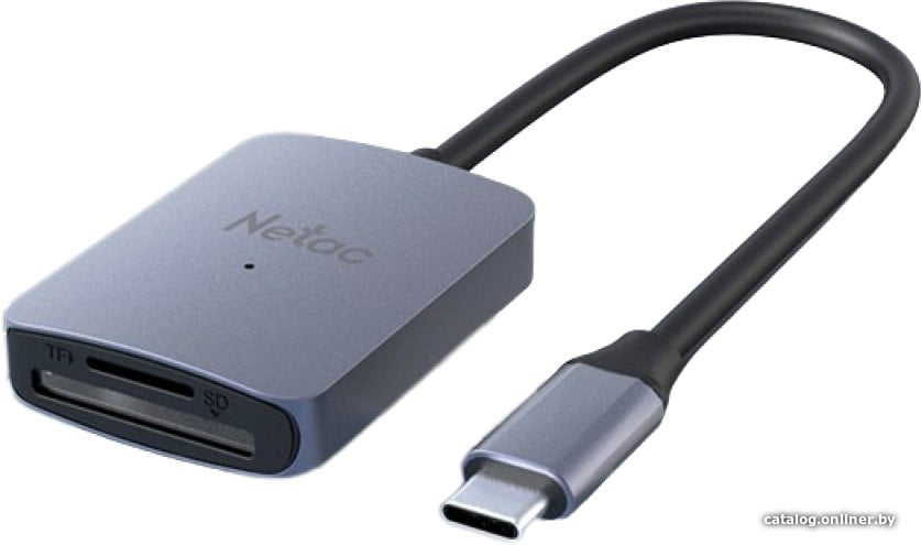 Кард-ридер Netac Flash WK12/серый/SD/SDHC/SDXC/microSD/microSDHC/microSDXC/USB 3.0 Type-C/пластик