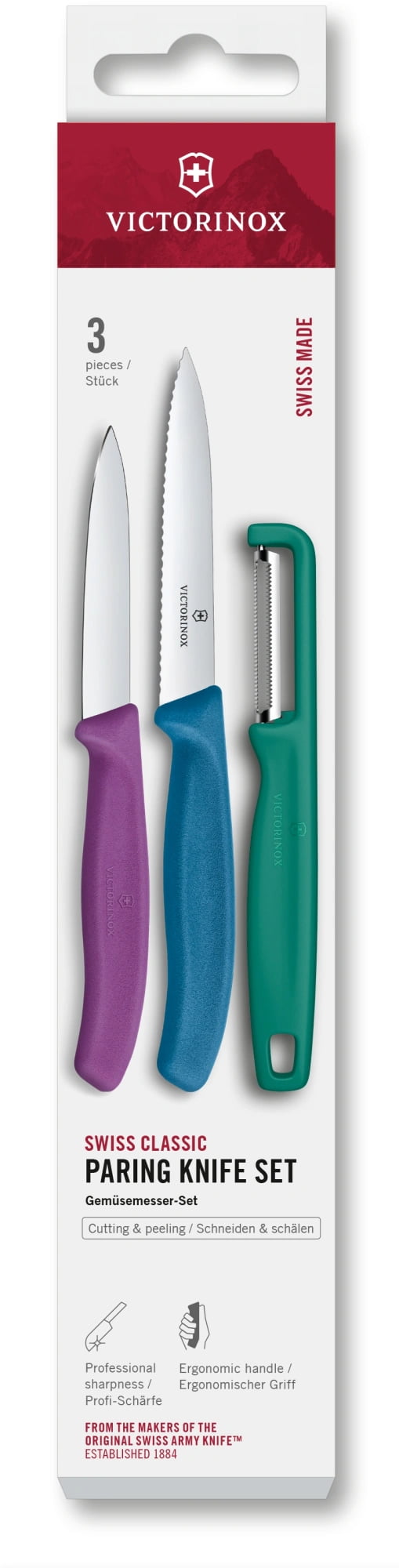 Набор ножей кухонных Victorinox Swiss Classic 6.7116.33C1 для овощей компл.:3предм. овощеч. ассорти европодвес