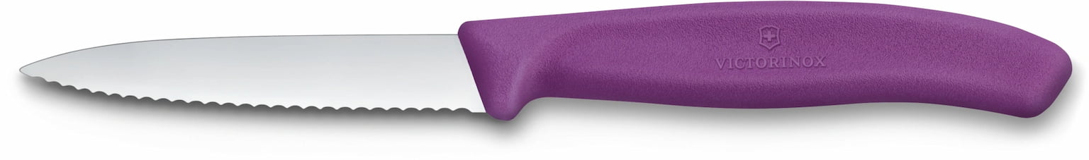 Нож кухонный Victorinox Swiss Classic (6.7635.C1) для чистки овощей и фруктов лезв. 80 мм серрейт. заточка пурпурный