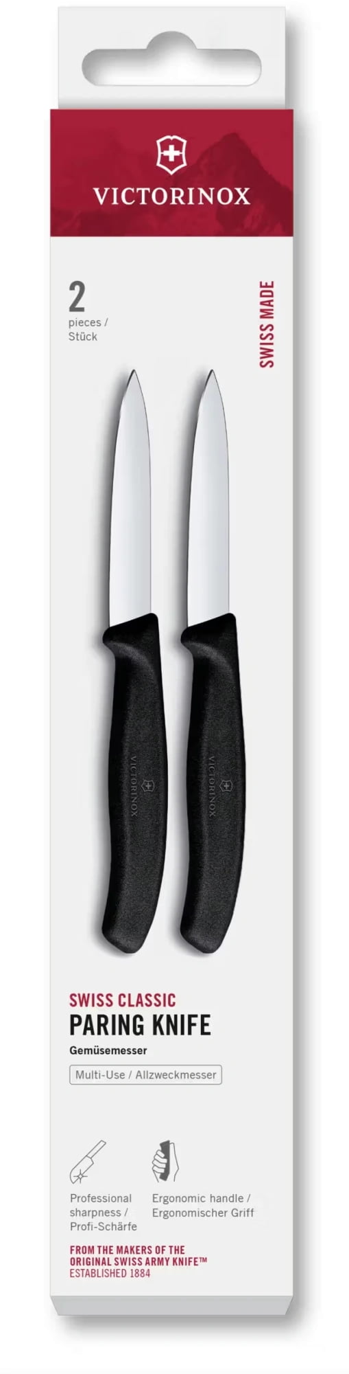 Набор ножей кухонных Victorinox Swiss Classic 6.7603.2 для овощей компл.:2предм. черный европодвес