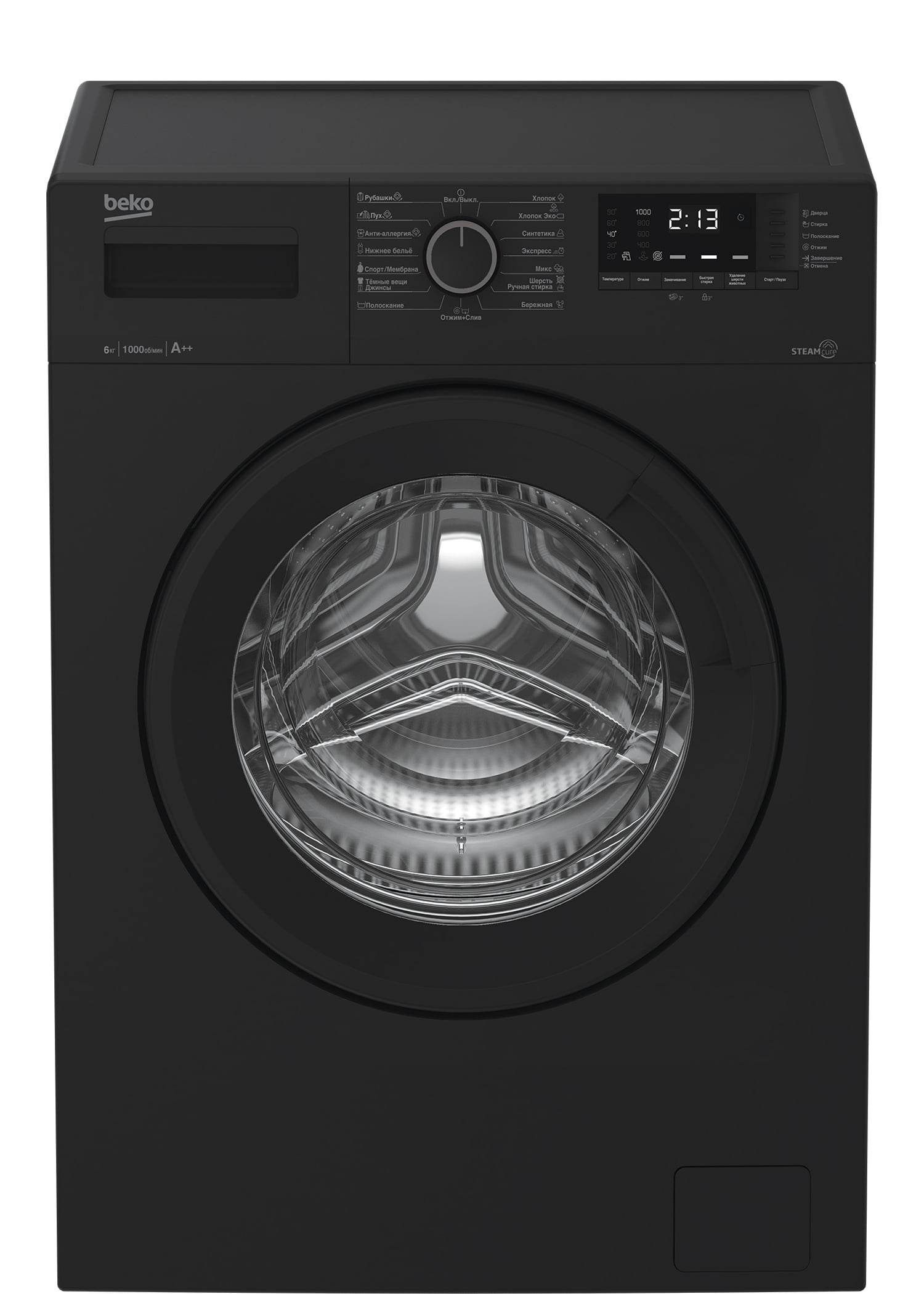 Стиральная машина Beko WSRE6512ZAA черный, загрузка фронтальная 6 кг, 1000 об/мин., класс: А
