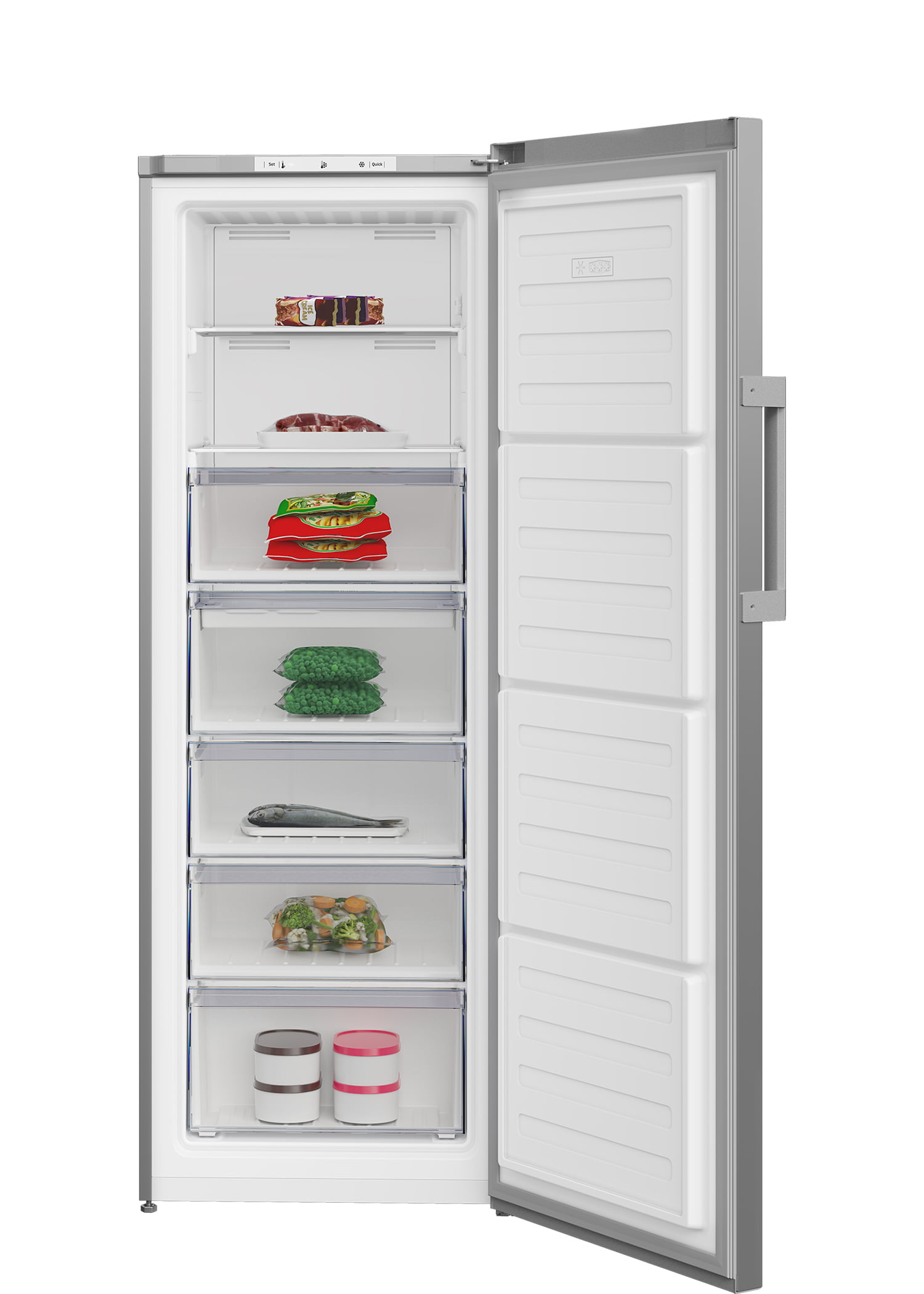 Морозильная камера Beko B1RFNK292S, серый, 255л, 7 ящиков