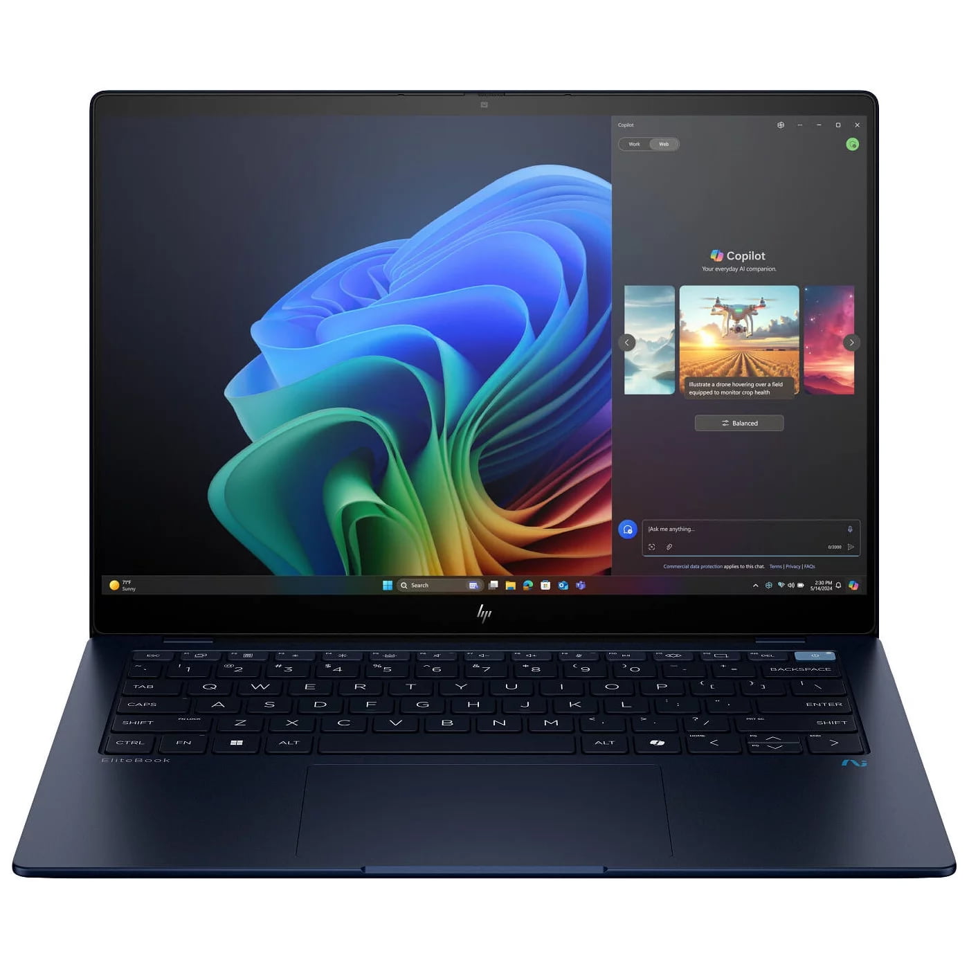 Ноутбук HP EliteBook Ultra G1q8 Snapdragon X Plus X1P-42-100 16Gb SSD 512Gb Intel Arc 14" WUXGA (2240x1400)/ENGKBD Windows 11 Pro 64 dk.blue WiFi BT Cam (9M4E6AT)