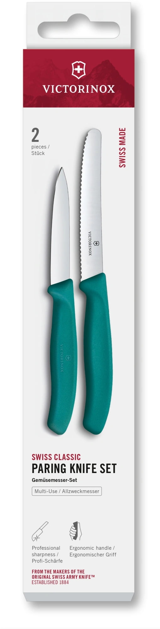 Набор ножей кухонных Victorinox Swiss Classic 6.7114.2C1 для чистки овощей и фруктов компл.:2предм. зеленый европодвес