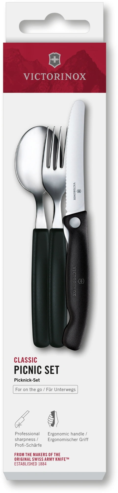Набор столовых приборов Victorinox Swiss Classic для пикника/офиса набор из 3предм. черный (6.7193.3F)