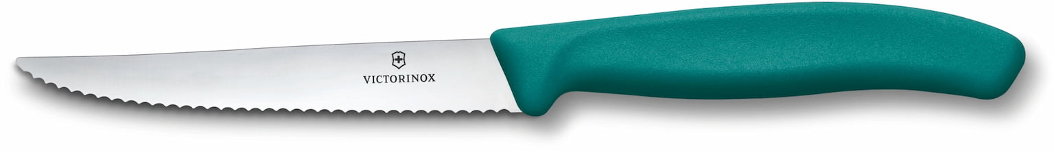 Нож кухонный Victorinox Swiss Classic 6.7234.C1 для стейка/пиццы лезв. 110 мм серрейт. заточка зеленый