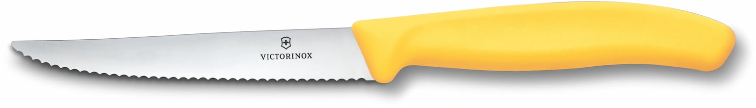 Нож кухонный Victorinox Swiss Classic 6.7238.C1 для стейка/пиццы лезв. 110 мм серрейт. заточка желтый