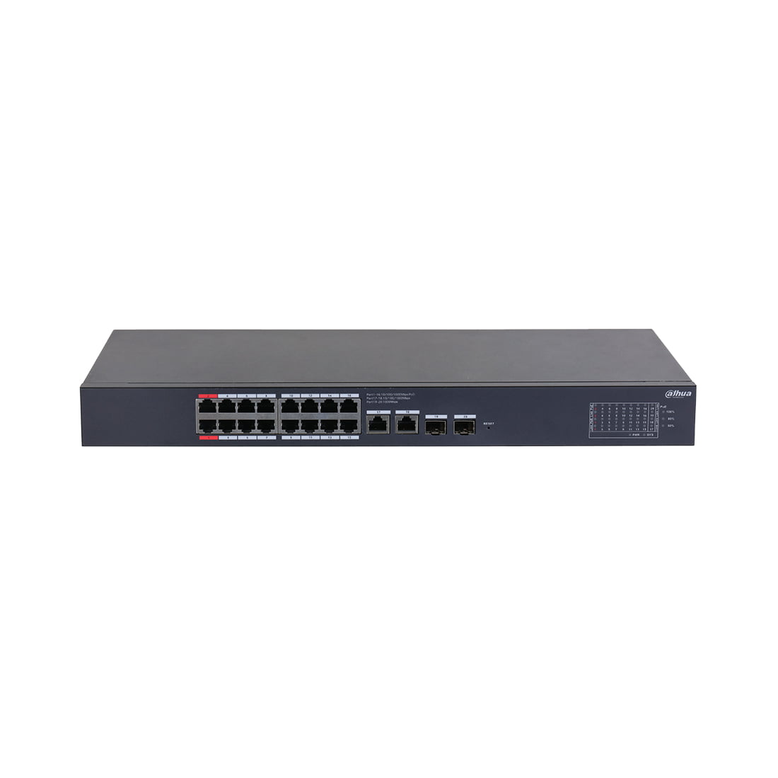 Коммутатор Dahua DH-CS4220-16GT-240, 16×1 Гбит/с + 2×1 Гбит/с + 2×1 Гбит/с Combo, управляемый