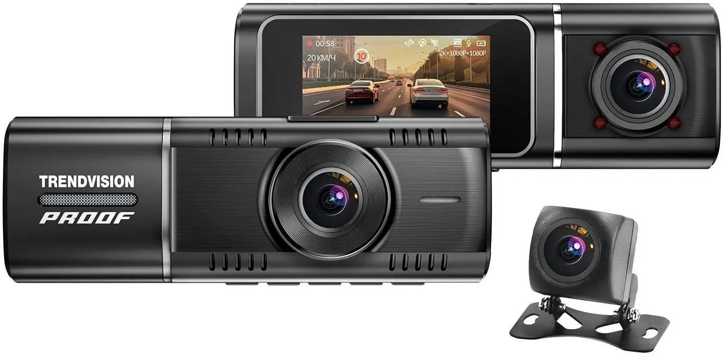 Видеорегистратор TrendVision Proof Ultra, 3840x2160, 2", с камерой заднего вида, GPS, Wi-Fi, G-сенсор, датчик движения