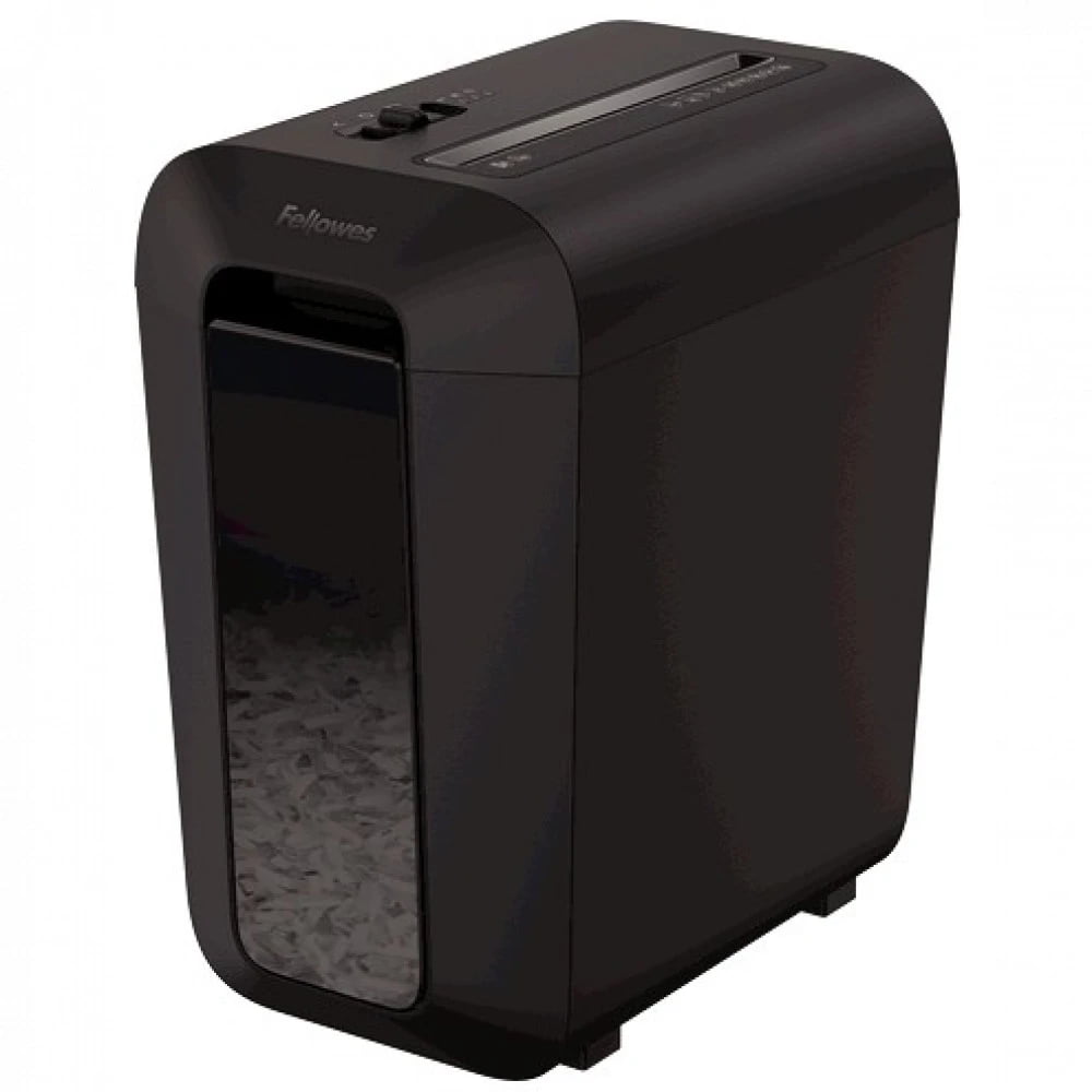 Шредер Fellowes PowerShred LX65 черный (секр.P-4)/перекрестный/10лист./22лтр./скрепки/скобы/пл.карты