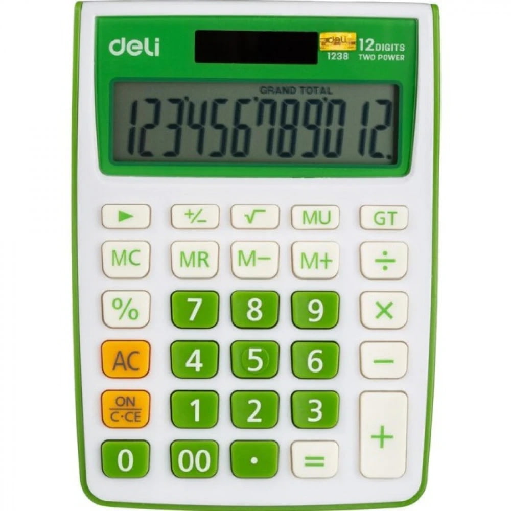 Калькулятор настольный Deli E1238/GRN зеленый 12-разр.