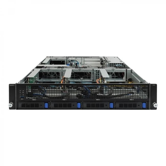 Серверная платформа Gigabyte G242-Z10 (rev. 100) 2U UP 4 x GPU Gen3 Server,NVIDIA NGG Ready server,Single AMD EPYC 7002 series processor family, 8-Channel RDIMM/LRDIMM DDR4 per processor, 8 x DIMMs,2 x 1Gb/s LAN ports (Intel I350-AM2), 1 x dedicated management port, 6NG242Z10MR-00-xxx