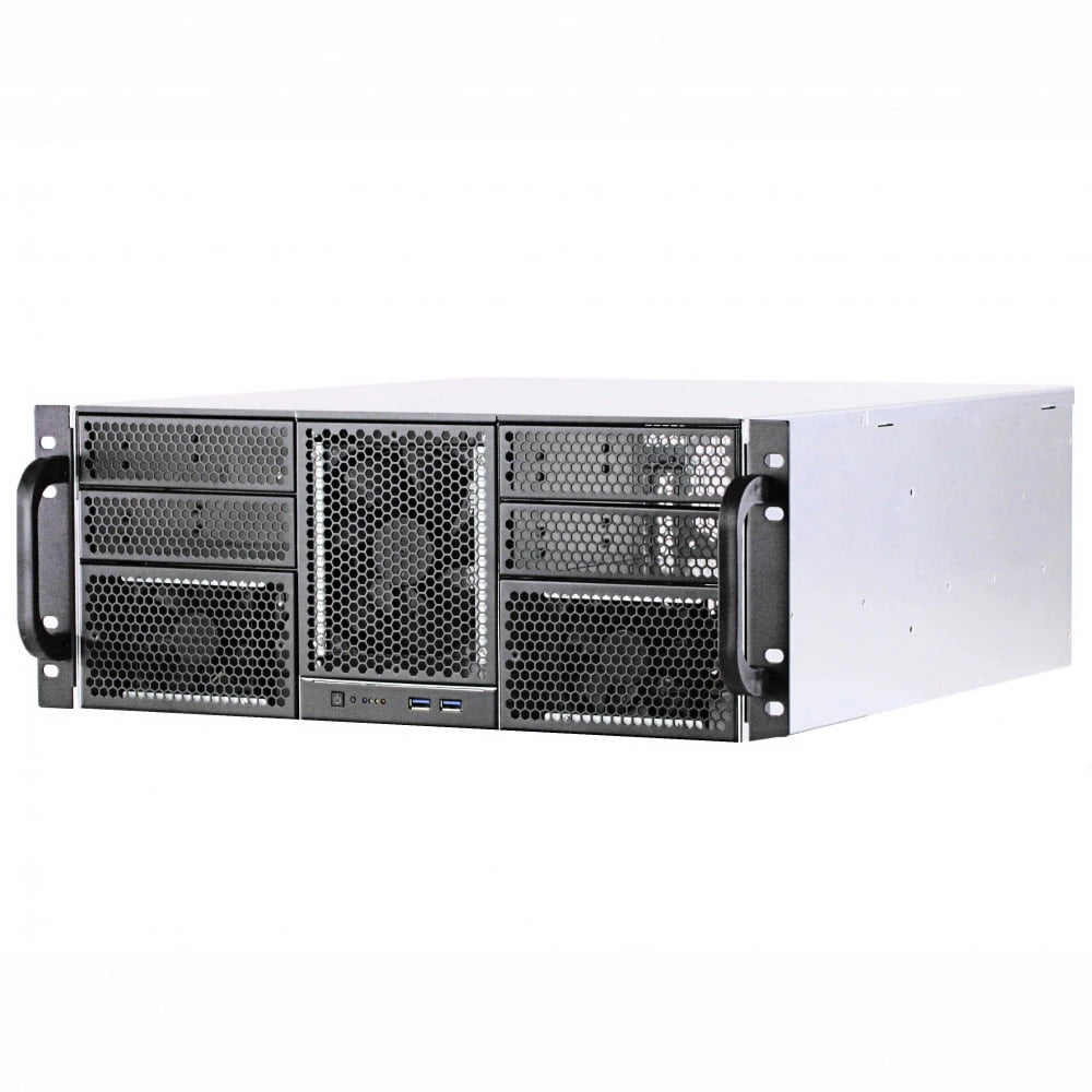 Корпус компьютерный Procase RE411-D4H11-E-55 Корпус 4U server case,4x5.25+11HDD,черный,без блока питания,глубина 550мм,MB EATX 12"x13"