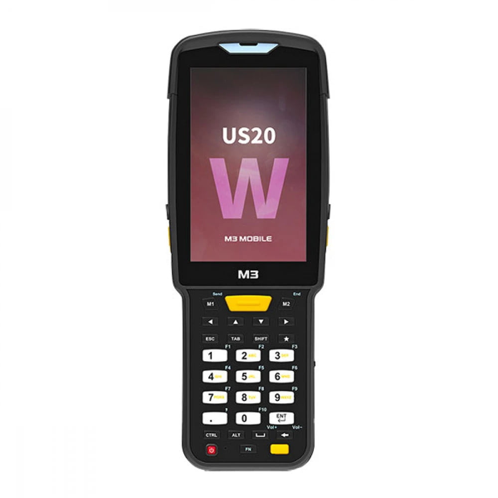 Терминал сбора данных M3 Mobile Android 10.0 GMS, WVGA, 802.11 a/b/g/n/ac, SE4770 2D Imager Scanner(Straight Shooter/0° Scan), Rear Camera, BT, GPS, NFC(HF), 4G/64G, 30-Key Alpha Numeric & Function, Extended Battery is included and Bullet Proof Film, Hand Strap are attached. Requires Cradle and Power Supply for charging. (sold se