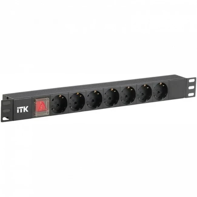 Блок PDU 7 розеток DIN49440 (нем. cтанд.), с LED выключателем,1U, без шнура, вх. IEC320 C14, алюминиевый профиль, черный PDU 7 розеток DIN49440 (нем. cтанд.), с LED выключателем,1U, без шнура, вх. IEC320 C14, алюминиевый профиль, черный