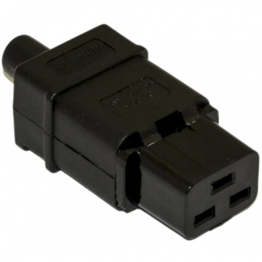 Разъемы для силового кабеля Hyperline CON-IEC320C19 Разъем IEC 60320 C19 220В 16A на кабель, контакты на винтах (плоские контакты внутри разъема), прямой